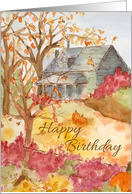 Happy Birthday Getting Older Country Landscape Watercolor card