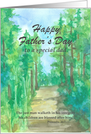 Happy Father’s Day Bible Verse Proverbs 20 7 Forest card
