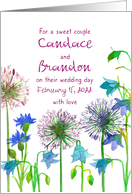 February Wedding Congratulations Alliums Custom Name card