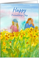 Happy Friendship Day Women Sunflower Field card