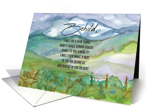 Religious New Year Bible Scripture Isaiah 43 Mountains card (1749010)