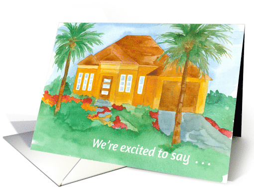 Modern House Palm Trees Our New Home Address card (1753130)