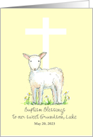 Baptism Congratulations Grandson Lamb Custom Name card