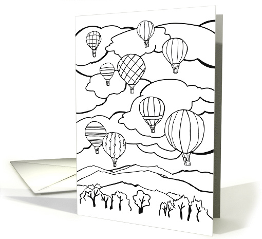 Happy Birthday Coloring Book Card Hot Air Balloon card (1763432)