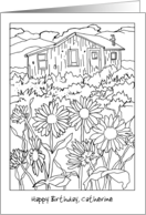 Happy Birthday Coloring Book Card Cabin Custom Name card