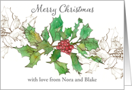 Merry Christmas Holly Berries Personalized card