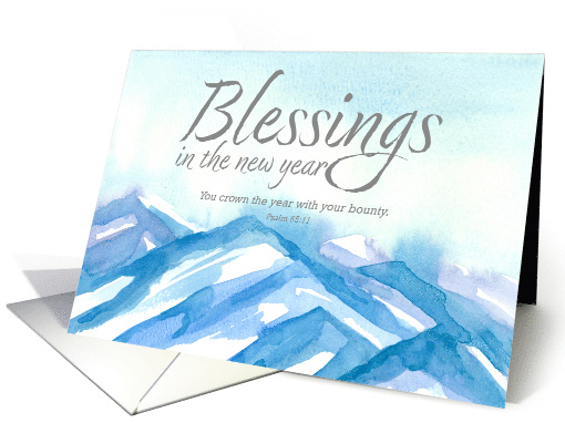 Happy New Year Psalms Bible Scripture Mountain Snow card (1801556)