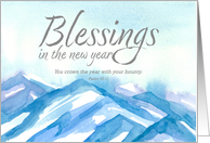 Happy New Year Psalms Bible Scripture Mountain Snow card