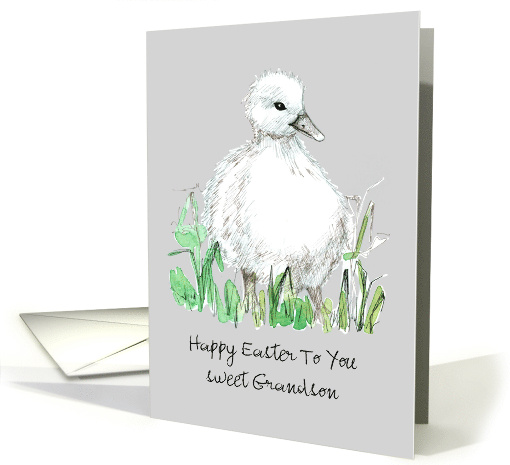 Happy Easter Grandson Cygnet Baby Swan Personalized card (1816756)