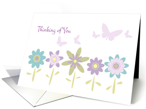 Thinking Of You Flowers Lavender Butterflies card (182119)