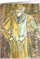 Mystery Man Pastel Drawing card