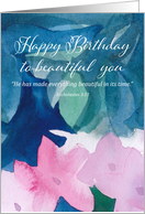 Happy Birthday Religious Ecclesiastes Scripture Flowers card