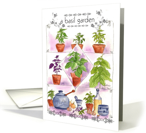 Basil Herbal Pesto Kitchen Garden Note card (182722)