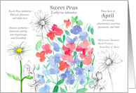 April Birthday Flower Sweet Pea Daisy Language of Flowers card