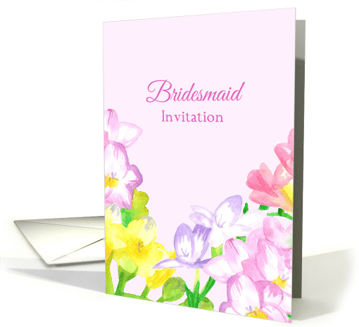 Bridesmaid Wedding Party Invitation Freesia Flowers card (188848)