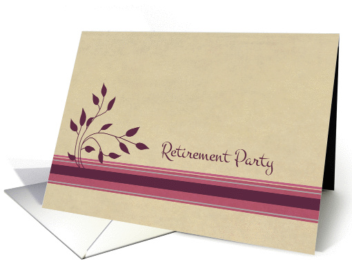 Retirement Party Invitation Burgundy Leaves Stripes card (188890)