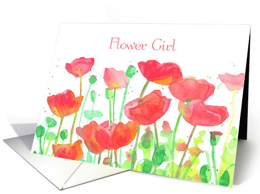 Flower Girl Wedding Party Invitation Red Poppies card (188922)