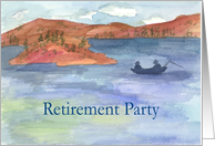 Retirement Party Invitation Mountain Lake Watercolor Painting card