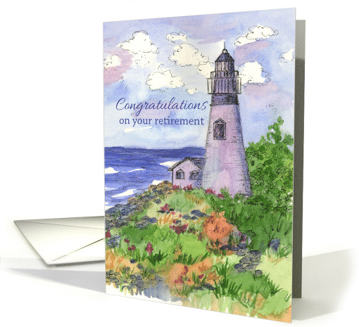 Business Retirement Congratulations Lighthouse Watercolor card