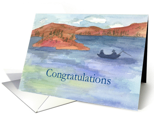 Retirement Congratulations Lake Fishing Mountain Landscape card