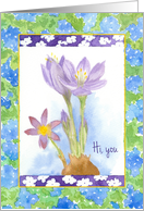 Thinking of You Purple Crocus Watercolor Flowers card