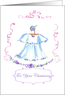 Congratulations Christening Girl Flower Watercolor Dress card