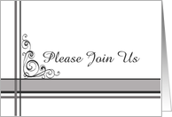 Business Party Invitation Please Join Us Black Gray Stripe card