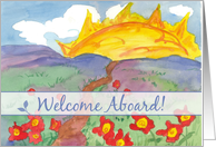Employee Welcome Aboard Sunshine Red Flower Meadow card