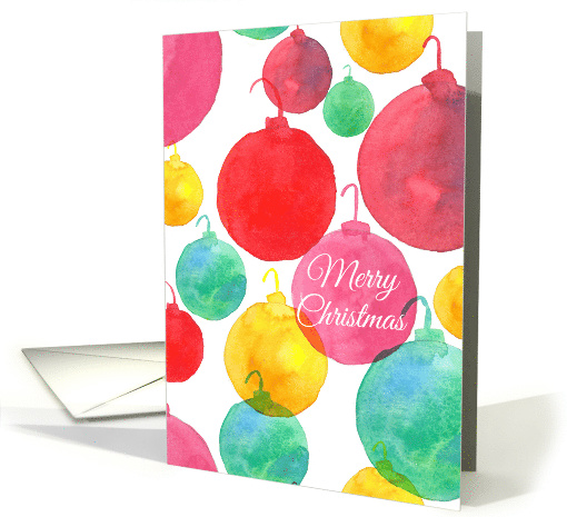 Merry Christmas Holiday Ornaments Watercolor Illustration card