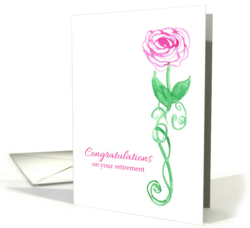 Business Retirement Pink Rose Watercolor Flower card (208252)