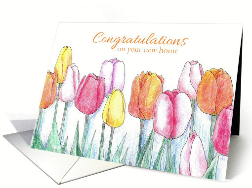 New Home Congratulations Spring Tulip Garden card (208620)