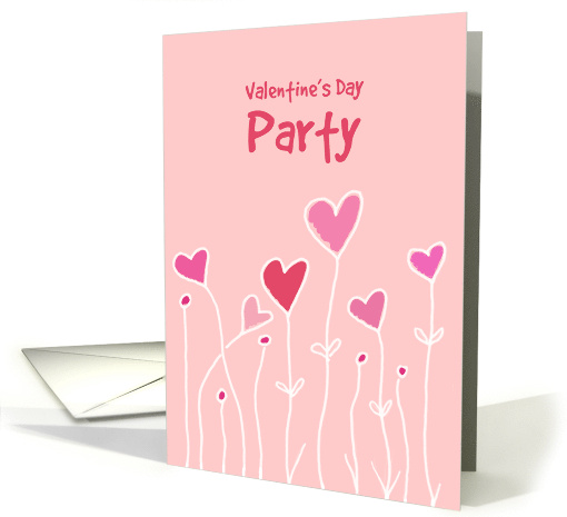Valentine's Day Party Invitation Pink Hearts card (208642)