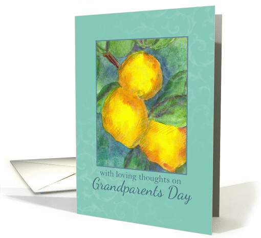 Happy Grandparents Day Lemons Fruit Watercolor Painting card (208718)