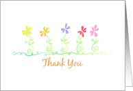 Thank You For Coming To My Party Rainbow Flowers Posie Row card