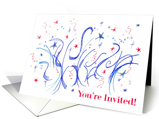 4th of July Barbecue Party Invitation Red White Blue Stars... (211992)