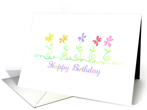 Happy Birthday Neighbor Garden Rainbow Flowers card (212009)