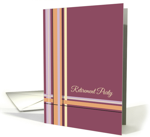 Retirement Party Invitation Burgundy Salmon Pink Stripe Design card