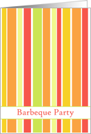 Barbecue Party Invitation Orange Red Green Yellow Stripes card