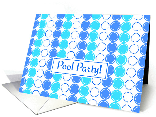 Pool Party Invitation Swimming Blue White Turquoise Dots card (225373)
