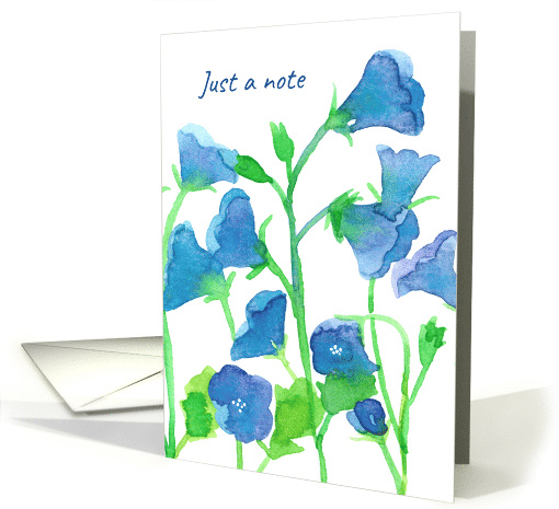 Just A Note Bluebells Flowers Watercolor Blank card (230407)