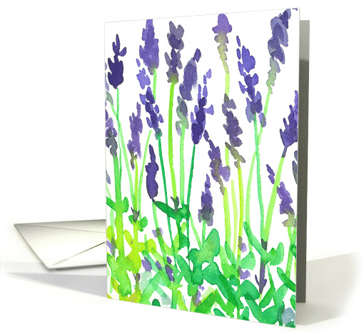 Thinking of You Purple Lavender Watercolor Flowers card (235412)