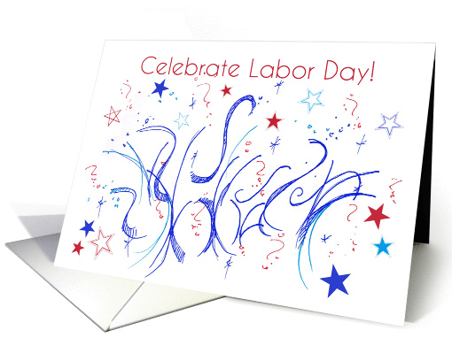 Celebrate Labor Day Red White Blue Stars Confetti card (240449)