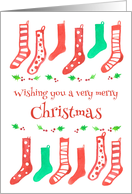 Merry Christmas Stockings Watercolor Illustration card