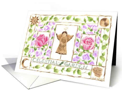 Angel Roses Moon Sun Garden Blank card (259547)
