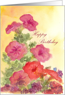 Pink Petunias Happy Birthday card