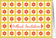Potluck Party Invitation Bright Summer Red Yellow Flowers card