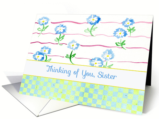 Thinking of You Sister White Daisies Watercolor card (344414)
