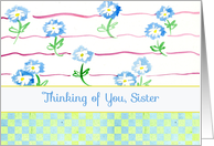 Thinking of You Sister White Daisies Watercolor card