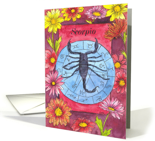 Happy Birthday Scorpio Astrology Chrysanthemum Flowers card (394261)
