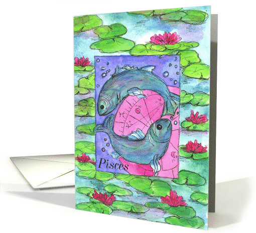 Happy Birthday Pisces Astrology Sign Fish card (405312)